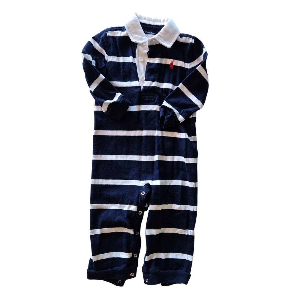 Ralph Lauren Navy and White Striped Coverall 12m